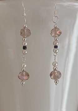 Rose Quarts, White Pearls, Silver Beads